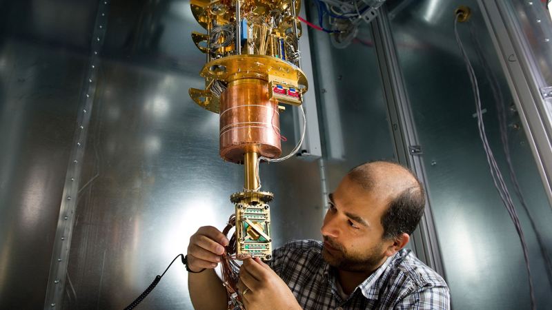 A Volkswagen engineer works on the D-Wave quantum computer.