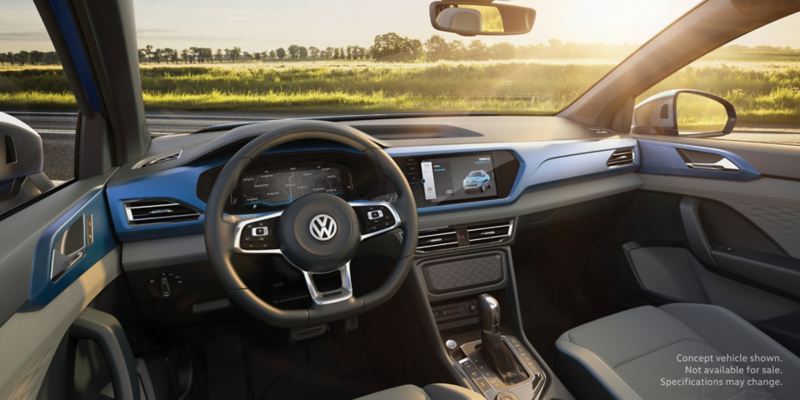 Interior del concepto Volkswagen Tarok, cabina delantera. 