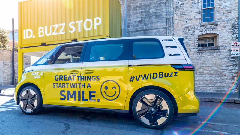 The ID. Buzz at the Buzz Stop at South by Southwest. 