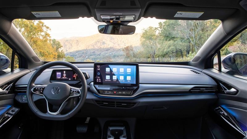 Interior dashboard of the Volkswagen ID.4 EV