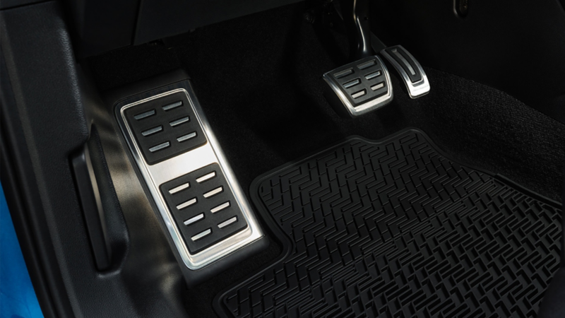 Close-up view of the available Stainless steel pedal caps.