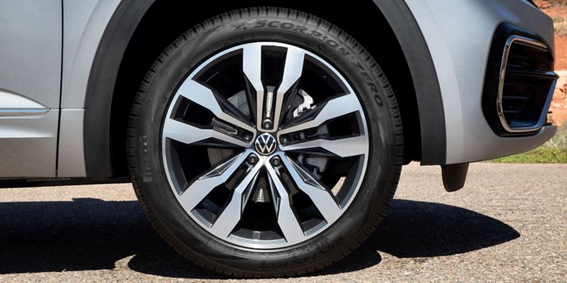 Up close image of Volkwagen vehicle tire