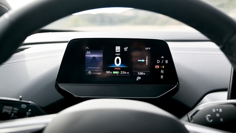 Close-up of the digital cockpit display in the ID.4