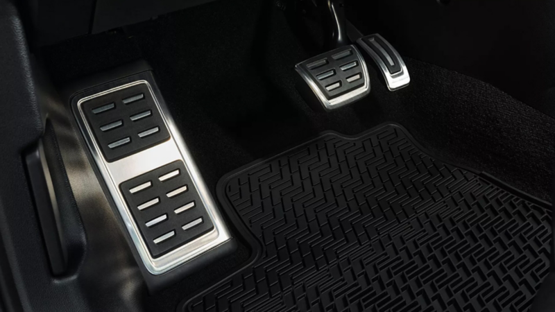 Close-up view of the available Stainless steel pedal caps.