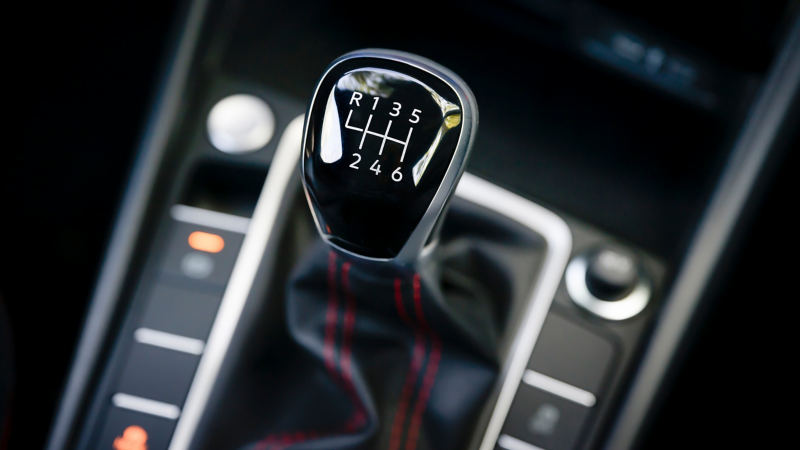 Close-up of the 6-speed transmission on the Jetta GLI