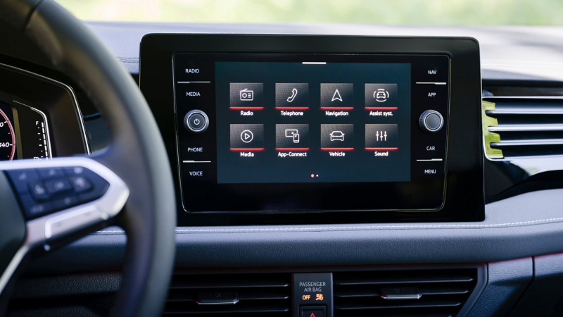 Close-up of the touchscreen display in the Jetta