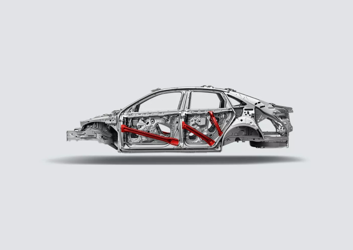 Render of the Jetta safety cage frame structure on a gray background.