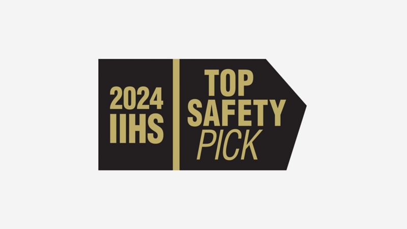 Black and gold logo of the 2024 IIHS TOP SAFETY PICK.