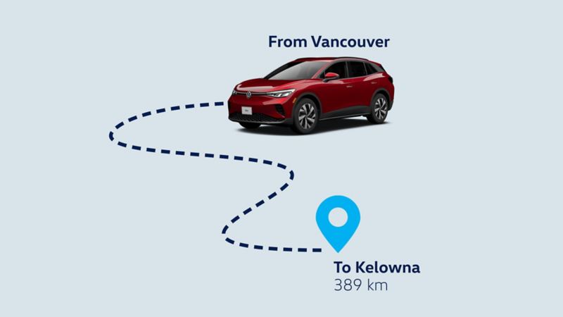 From Vancouver To Kelowna 389 km
