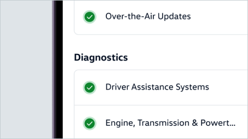 La función de diagnóstico muestra las comprobaciones y actualizaciones del sistema VW.