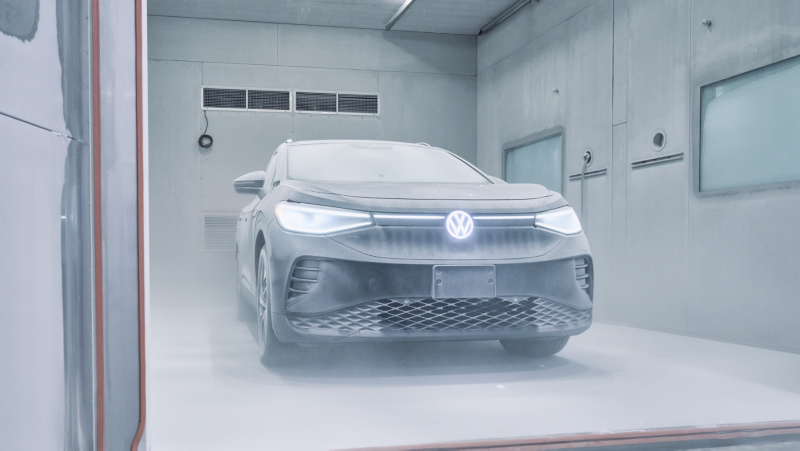 Volkswagen ID.4 inside a Chattanooga battery lab freezer for battery testing.