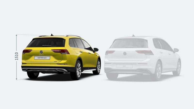 Back height  of the Golf Estate Alltrack showing dimensions