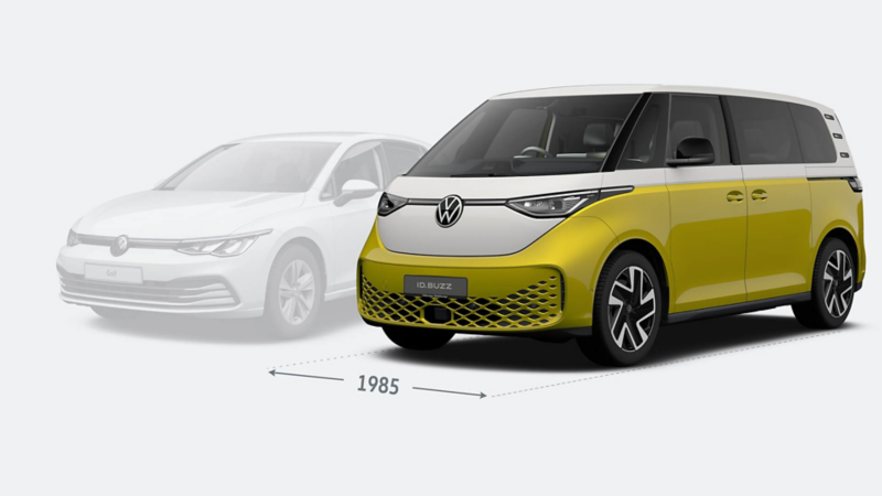 ID. Buzz and gold comparison front