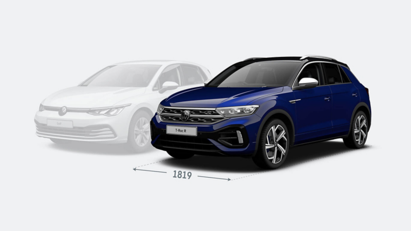 T-Roc R and golf comparison front