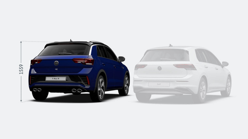 T-Roc R and golf comparison rear