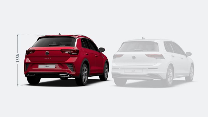 T-Roc and golf comparison rear