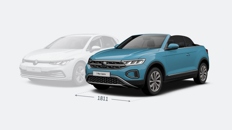 T-Roc Cabriolet and golf comparison front