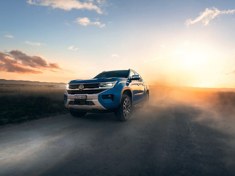 Volkswagen Amarok driving on gravel road