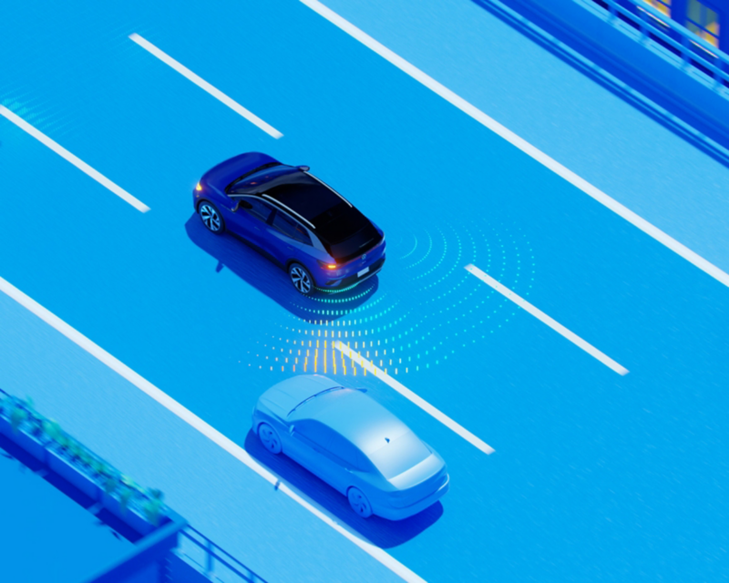 Vehículo CGI VW manejando en carretera.