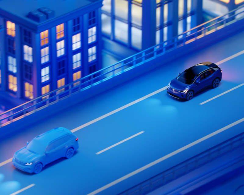 Vehículo CGI VW manejando en carretera.