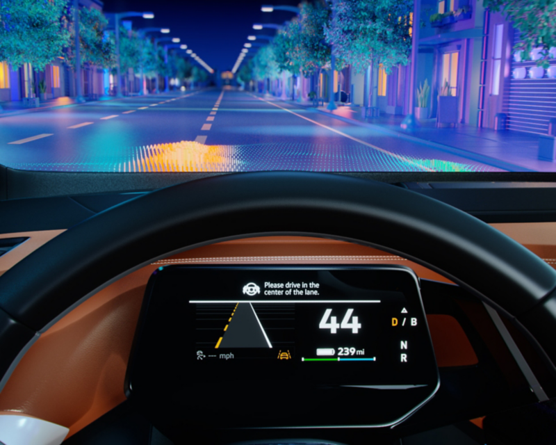 Imagen CGI del salpicadero del vehículo VW.