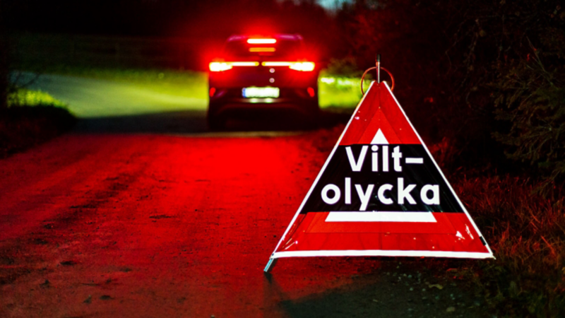En uppställd varningsskylt.