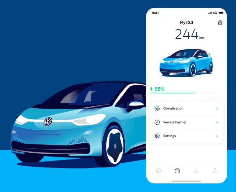Volkswagen app beeld van de interface