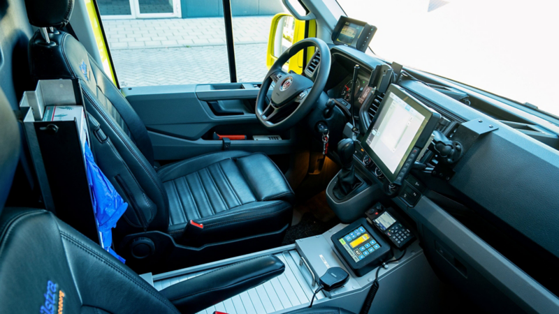 Het interieur van de Volkswagen Crafter Ambulance van Kijlstra Ambulancezorg en Zorgvervoer