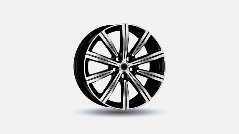 Zwart gepolijste lichtmetalen velg met tien rechte spaken voor een Volkswagen Transporter 6.1.