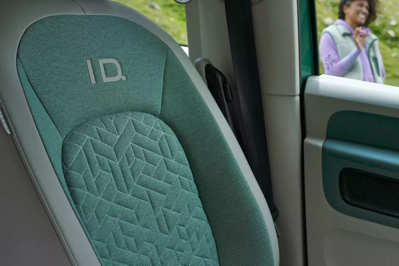 Detailbeeld van de stoelbekleding in de ID. Buzz