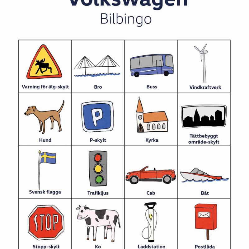 Underhåll barnen med bilbingo Volkswagen Sverige