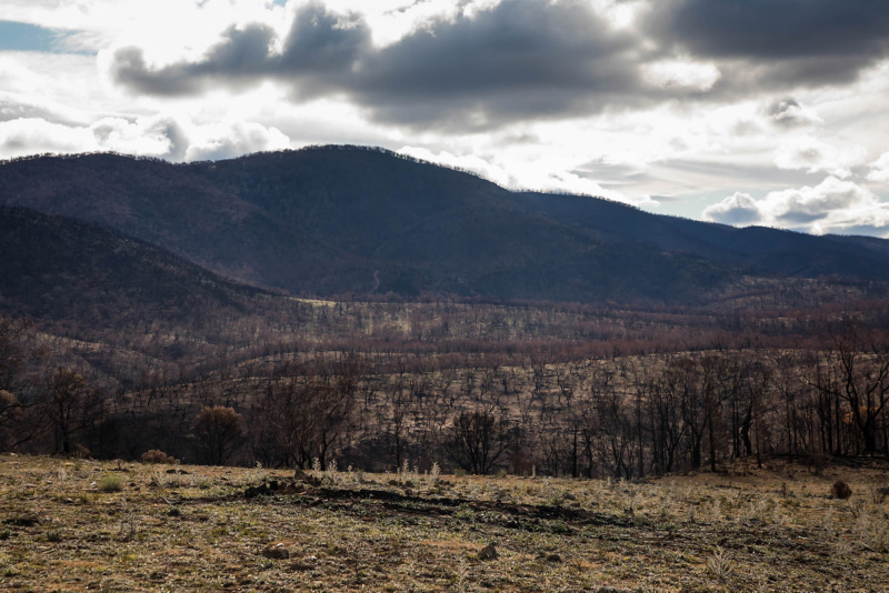 Mountain range with cloudy sky 