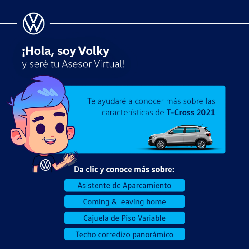 Con Volky podrás conocer todas las características de nuestras camionetas y autos VW desde tu celular.