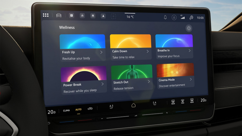 Wellness Screen in einem Volkswagen.