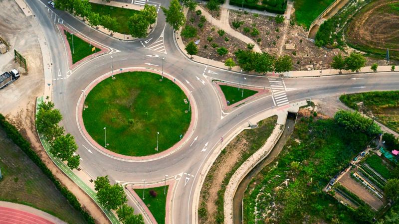 View of a traffic circle from above – WLTP procedure