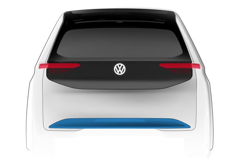 Schizzo del disegno posteriore di Volkswagen ID.3, da Klaus  Zyciora Bischoff.