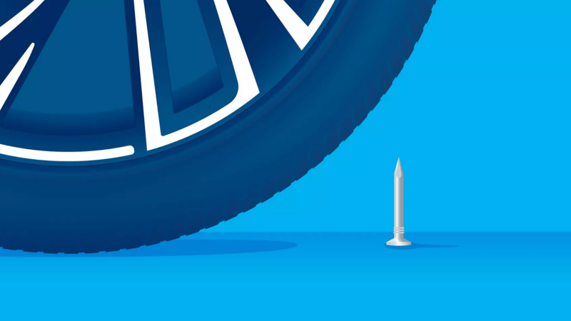 Illustration de dommages subis par un pneu : présence de corps étrangers