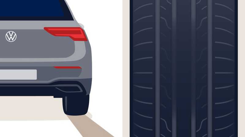 Illustration of an abnormal tyre wear: isolated wear caused by braking or inactivity