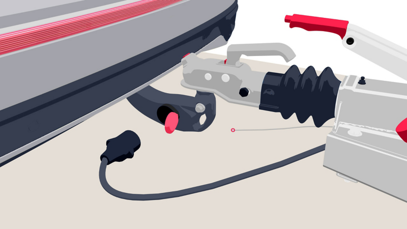 Illustration: Removing power cable and breakaway cable of the trailer – dismantling a trailer