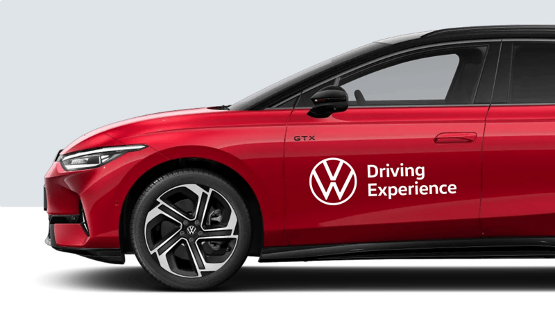 Cropped view of VW Driving Experience training vehicle – VW Golf ID.7 GTX Tourer