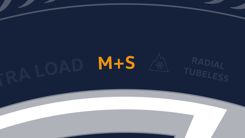 Illustration d'un pneu hiver VW avec le marquage M+S.