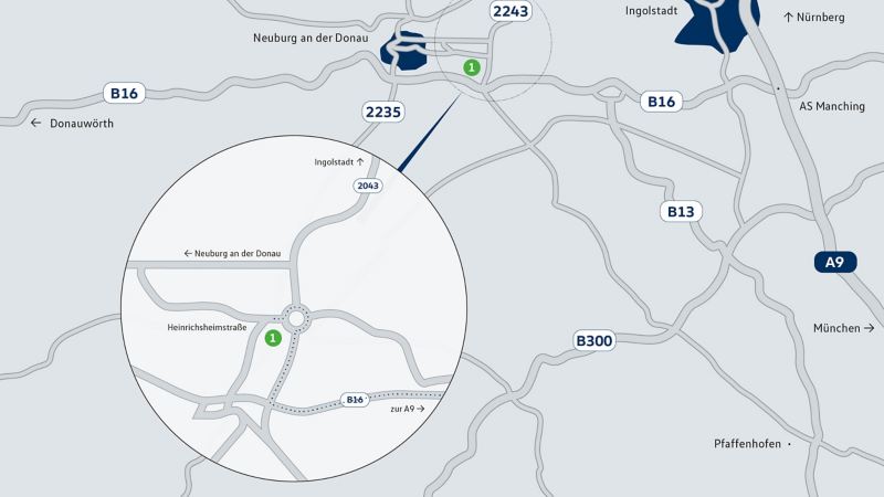 Karte zeigt das Ziel eines Veranstaltungsortes der VW Driving Experience – Audi driving experience center