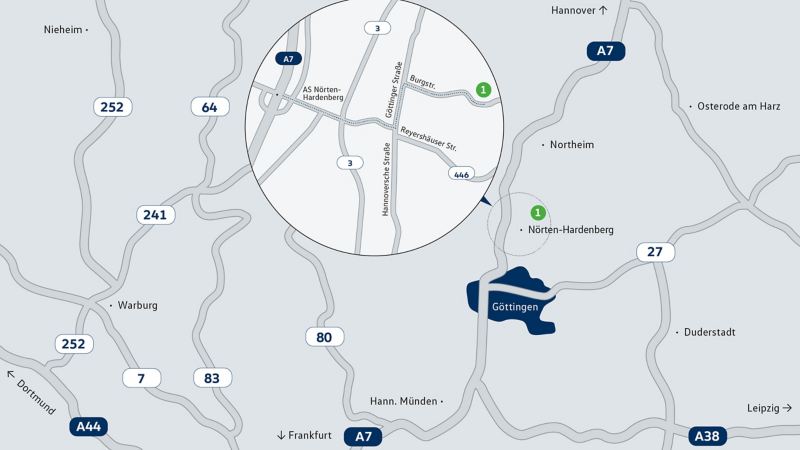 Karte zeigt das Ziel eines Veranstaltungsortes der VW Driving Experience – Hardenberg BurgHotel