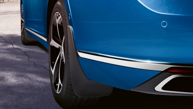 VW Accessories mud flap on a blue VW Passat model