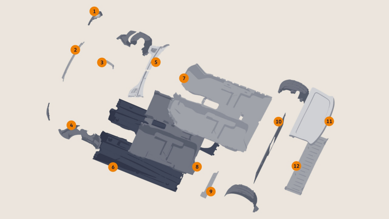 Visualization of recycled materials as components using the current VW Polo model