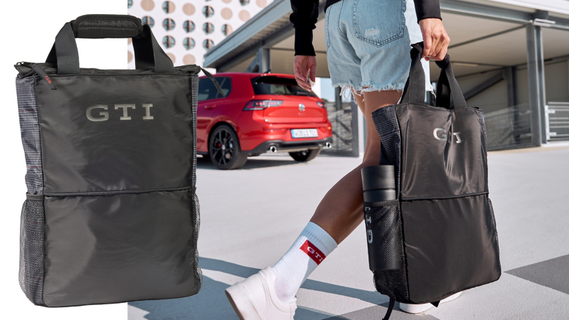 VW GTI Rucksack wird getragen – VW Lifestyle GTI Kollektion