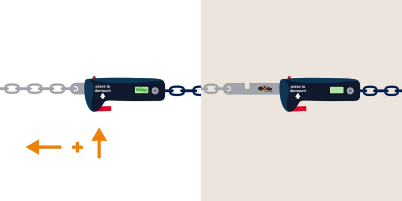 Illustration Demontageanleitung Schneeketten: Verwendung des Verschlusses