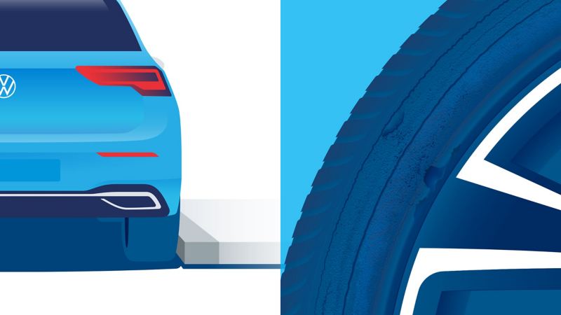 Ilustración de los daños en los neumáticos: Puntos de desgaste