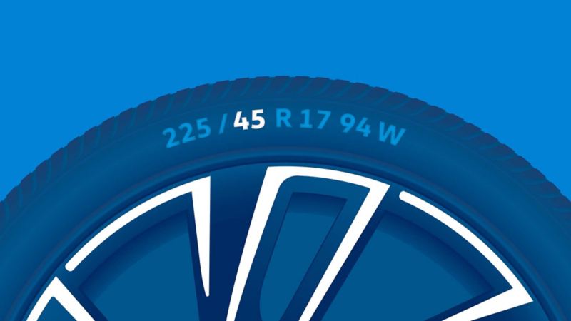 Illustrazione dell'etichettatura dei pneumatici: rapporto altezza/larghezza.