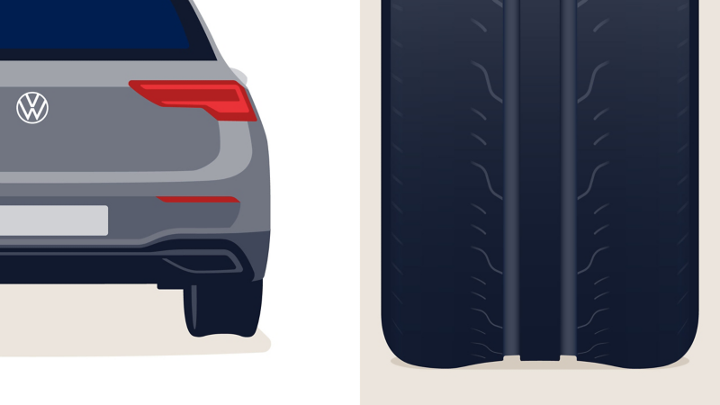 Illustration of an abnormal tyre wear: wear primarily on the shoulder of the tyre